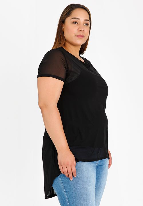 STYLE REPUBLIC PLUS - Hi-low Mesh Top Black