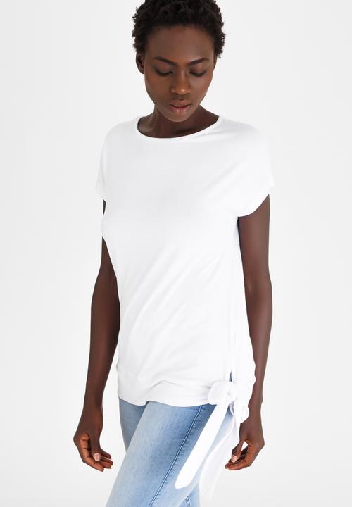 edit - Side-tie Detail Knit Top White