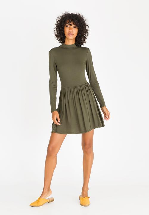 c(inch) - Fit and Flare Dress Dark Green