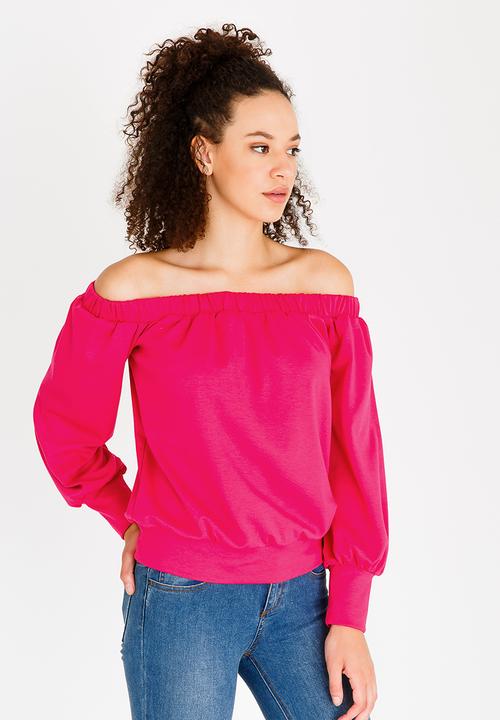 c(inch) - Bardot Volume Sleeve Top Magenta