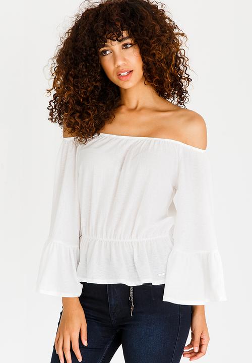 SISSY BOY - Wide Sleeve Bardot Blouse Off White
