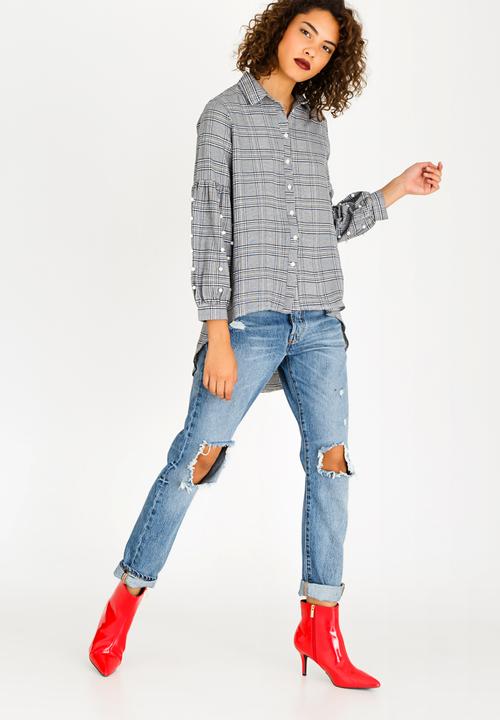 STYLE REPUBLIC - Check Pearl Detail Shirt Multi-colour