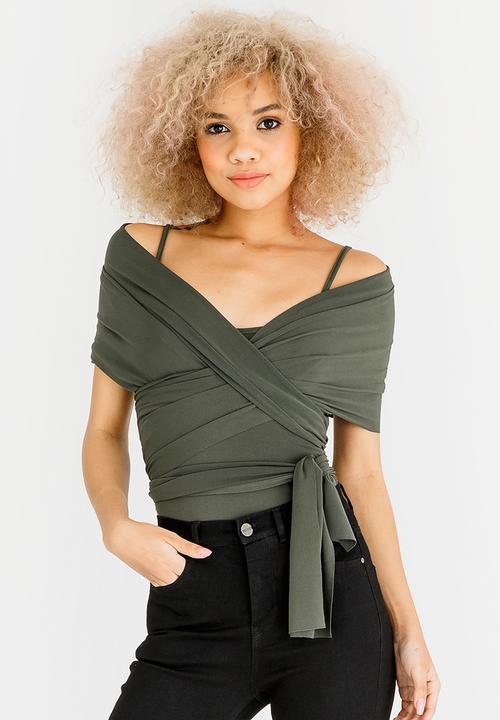 STYLE REPUBLIC - Multi Wrap Bodysuit Dark Green