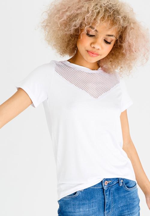 c(inch) - Mesh Inset T-shirt White
