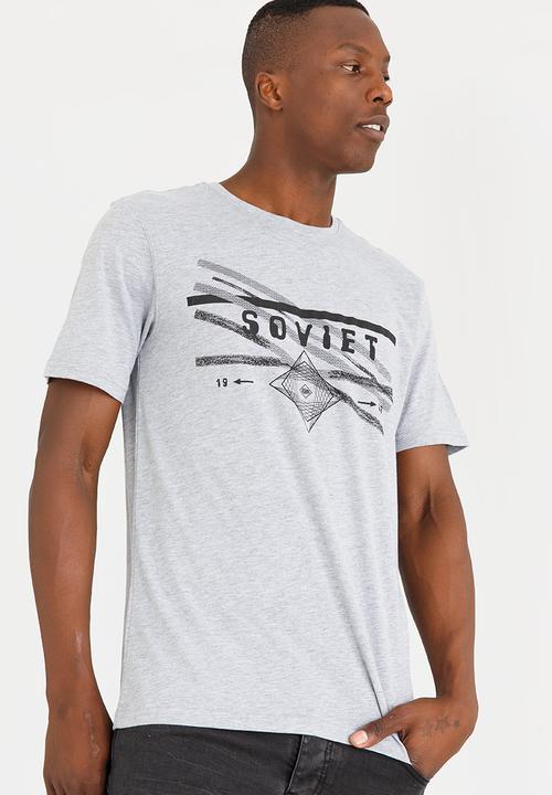 SOVIET - Leeds Crew Neck Logo Tee Grey Melange
