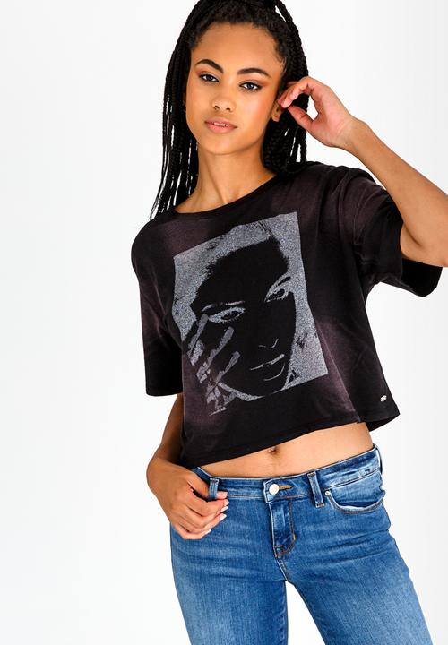 GUESS - Guess Tour Crop Tee Black