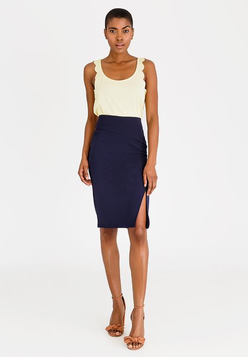 edit - High Waisted Pencil Skirt Navy