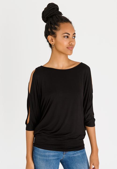 edit - Batwing Top with Back Ties Black