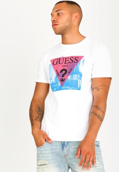 GUESS - Basic Pop Colour Logo Crew Tee White