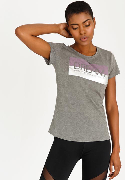 ONLY Play - Maria Fitted Short Sleeve Tee Grey Melange