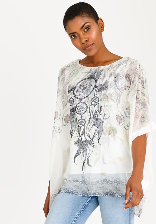 Revenge - Feather Print Blouse Multi-colour