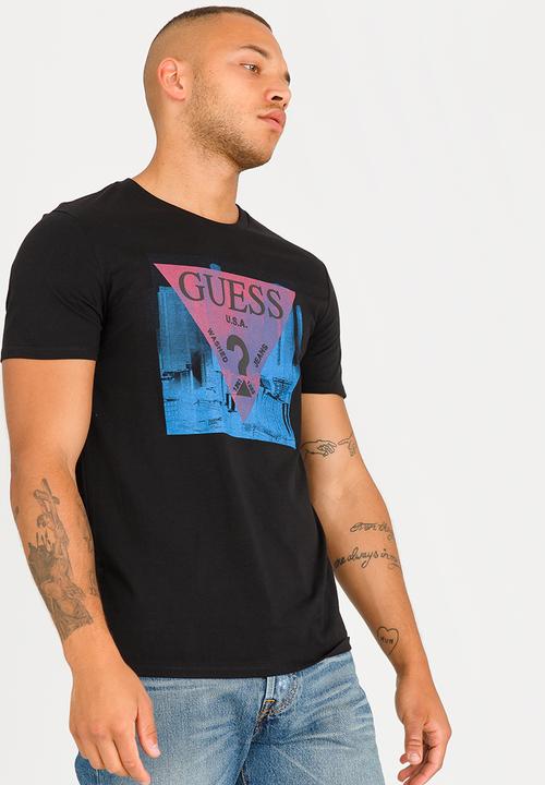 GUESS - Basic Pop Colour Logo Crew Tee Black