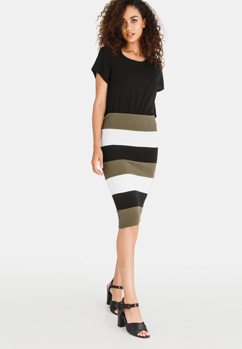 edit - Column Knit Skirt Khaki Green