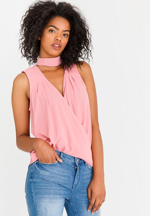 STYLE REPUBLIC - Choker Neckline Blouse Mid Pink