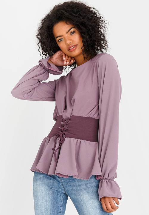STYLE REPUBLIC - Corset Inspired T-shirt Mid Purple