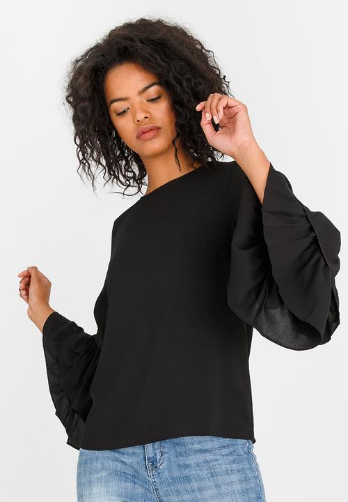 Vero Moda - Dellie 3/4 Frill Top Black