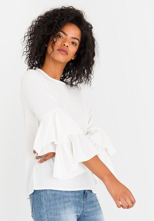 Vero Moda - Dellie 3/4 Frill Top White