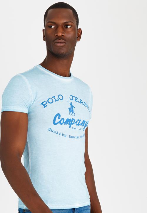 Polo Jeans Co. - Printed Pigment Wash T-Shirt Blue