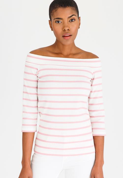Pieces - Sisa Off-the-shoulder Top Pale Pink