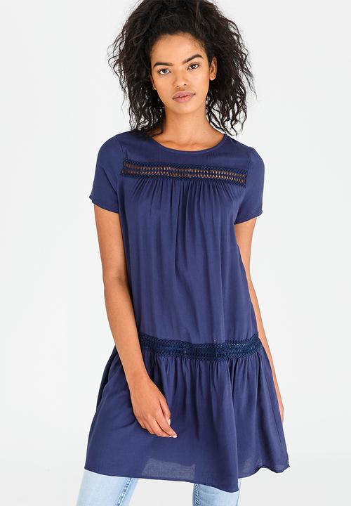 CRAVE - Tunic with Crochet Detail Navy