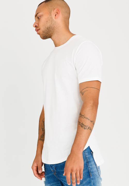 Only & Sons - David Longy Split O-neck Tee White