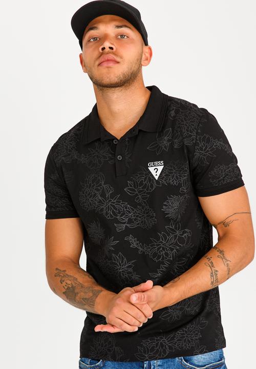 GUESS - Stream Floral Vine Polo Black