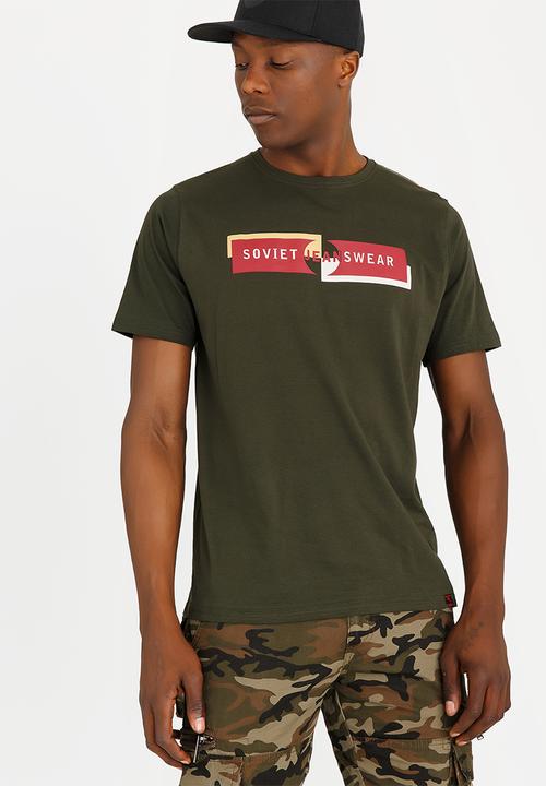 SOVIET - Logo Printed Crew Neck Tee Khaki Green