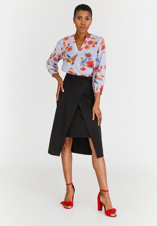 edit - High Waisted Skirt with Wrap Black