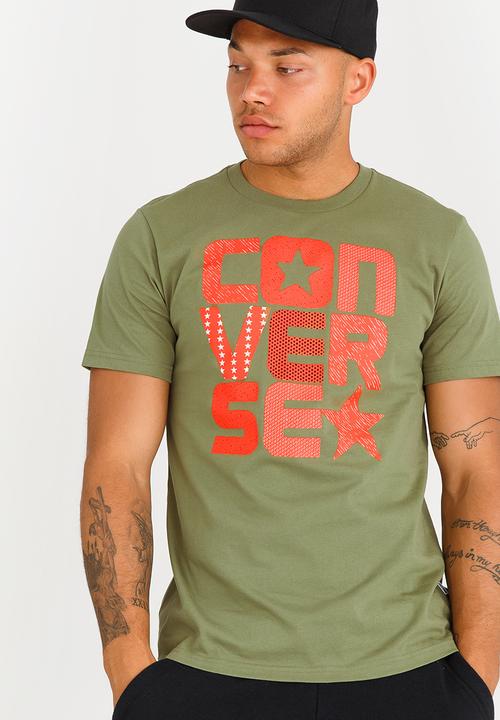 Converse - Flyknit Wordmark Stacked Tee Khaki Green