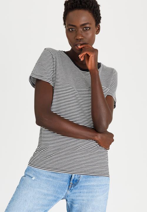 Levi’s® - Perfect Pocket Striped Crew T-shirt Black and White