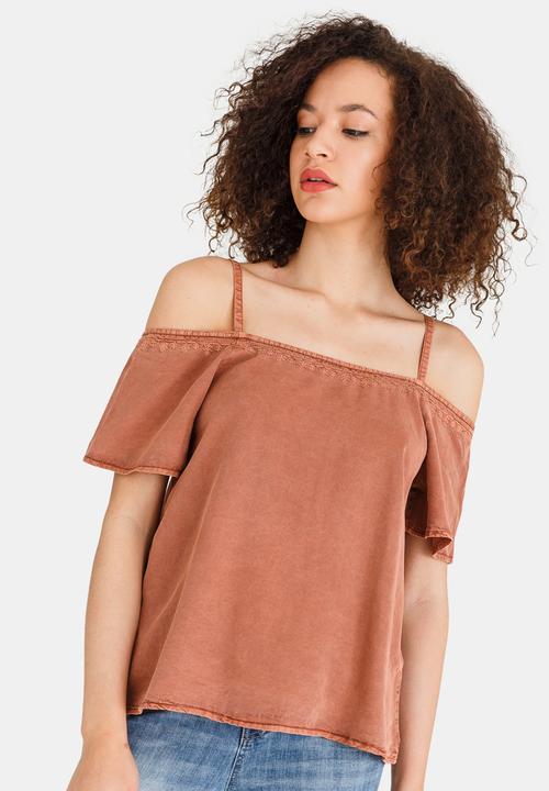 Vero Moda - Zoe Off-the-shoulder Top Brown