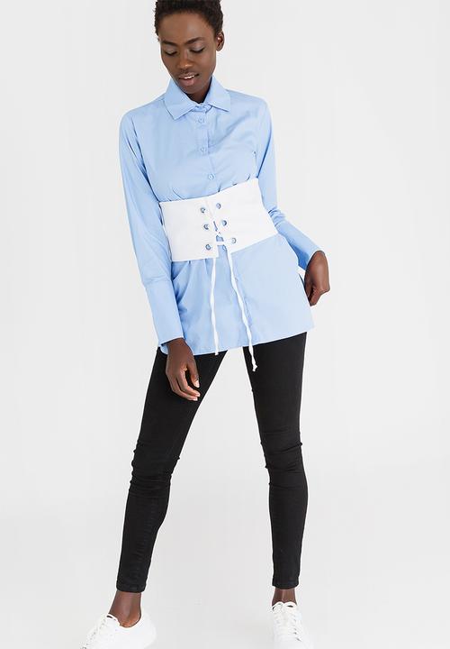 STYLE REPUBLIC - Shirt with Corset Detail Pale Blue