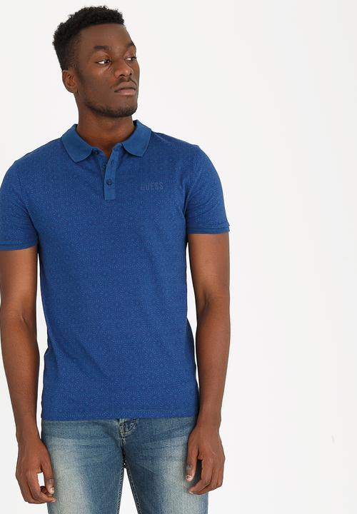GUESS - Short Sleeve Wynn Ethnic Geo Polo Golfer Grey