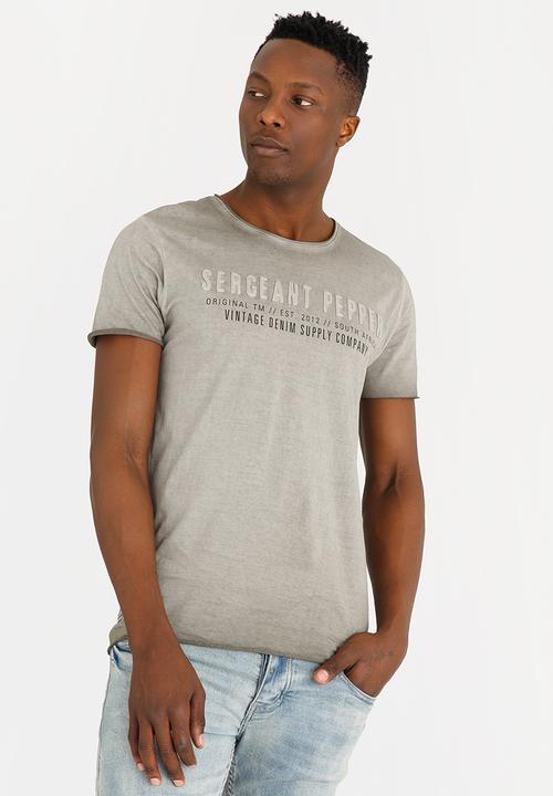 S.P.C.C - Dirty Dye Raw Edge Applique Tee Pale Grey