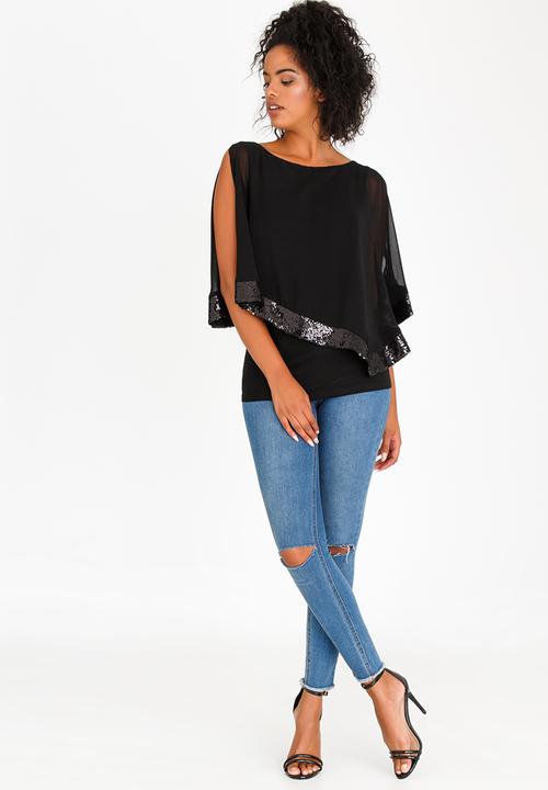 Revenge - Cold Shoulder Blouse Black
