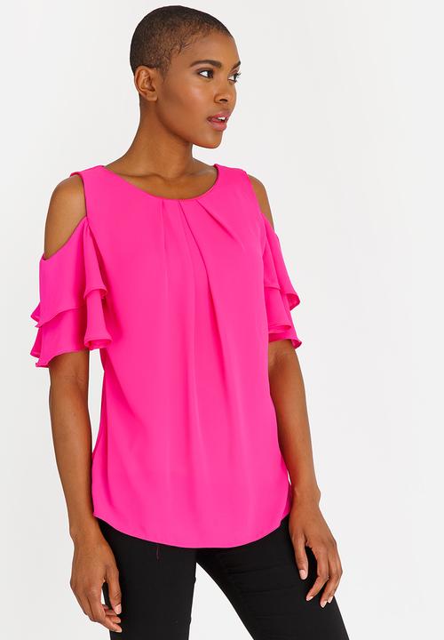 edit - Frill Sleeve Blouse Cerise Pink