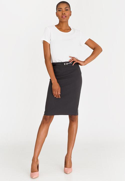 edit - Pencil Skirt with Belt Grey