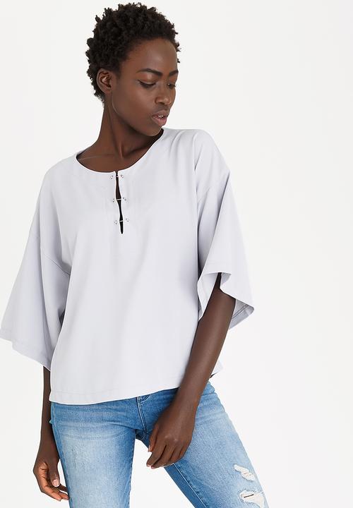 STYLE REPUBLIC - Neckline Detail Blouse Pale Grey
