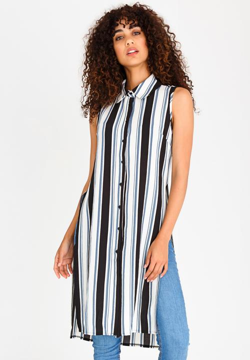 Revenge - Stripe Tunic Black and Blue