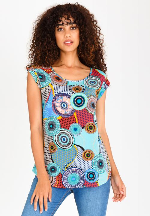 Revenge - Kaleidoscope Cap Sleeve Top Multi-colour