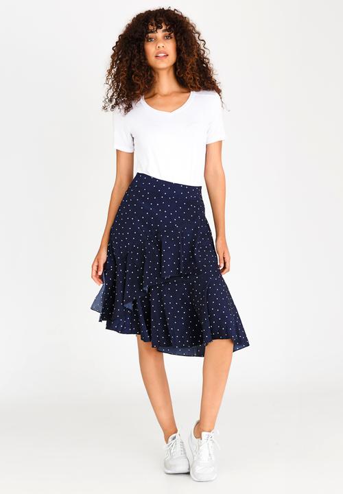 Revenge - Frilled Midi Skirt Navy