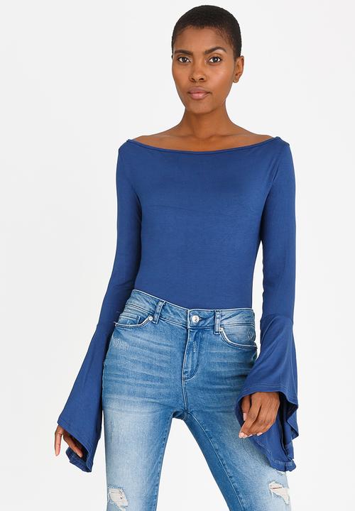 STYLE REPUBLIC - Bell Sleeve Bodysuit Dark Blue