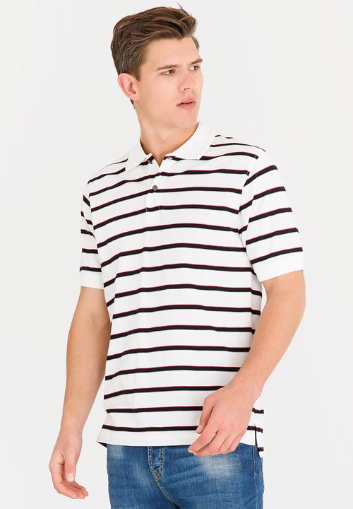 STYLE REPUBLIC - Striped Golfer Black and White