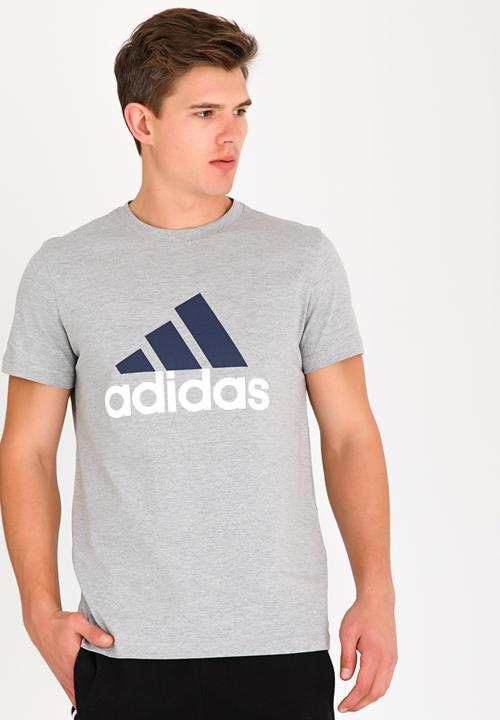 adidas Performance - Essential Linear Cotton Tee Mid Grey