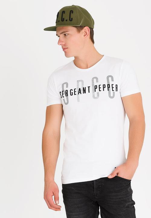 S.P.C.C - Raw Edge Crew Neck Tee With Print & Applique White