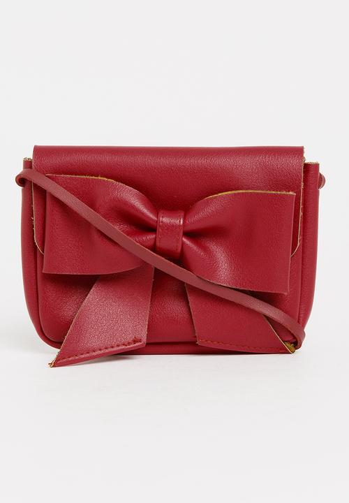 Pop Candy - Sling Bag with Bow Detail Dark Red