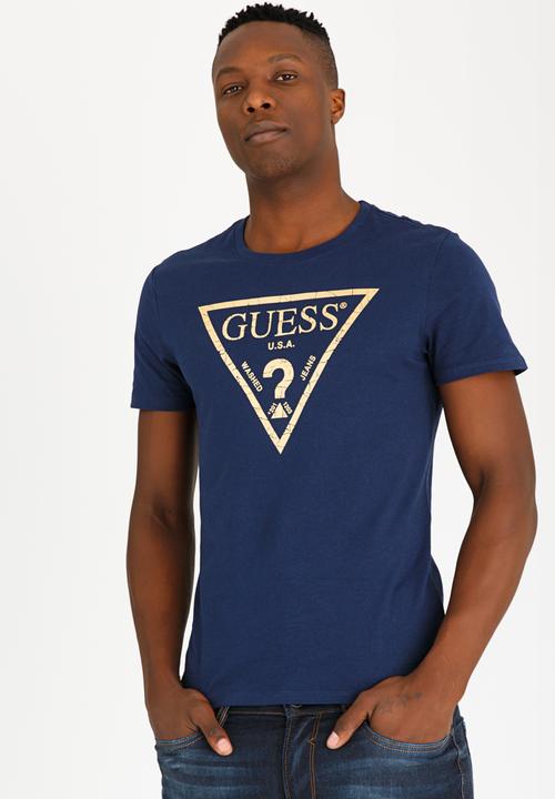 GUESS - Basic Classic Tri Cotton Tee Blue