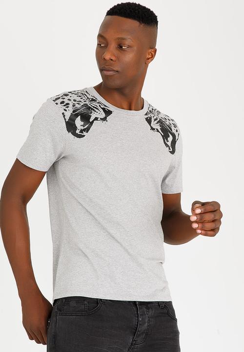 GUESS - Leopard Foil Cotton Tee Grey