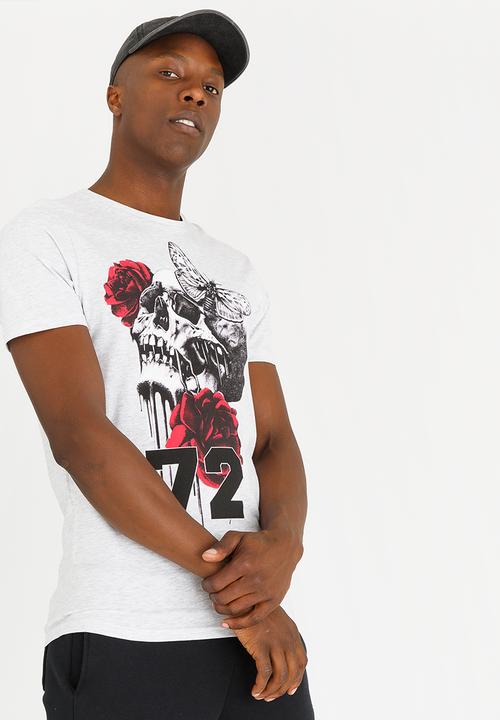 Brave Soul - Sagan Printed Cotton Tee Pale Grey