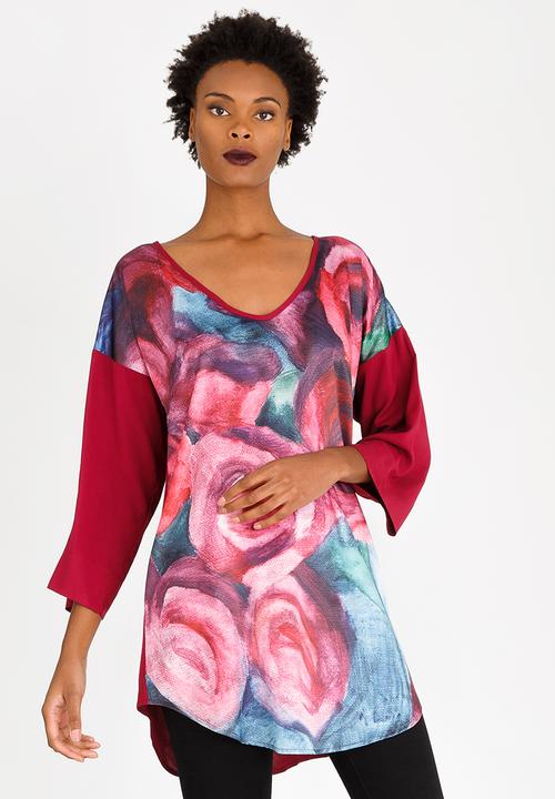 Cheryl Arthur - Digital Printed Blouse Red
